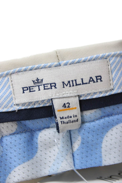 Peter Millar Mens Bermuda Chino Shorts Beige Polyester Button Classic Size 42