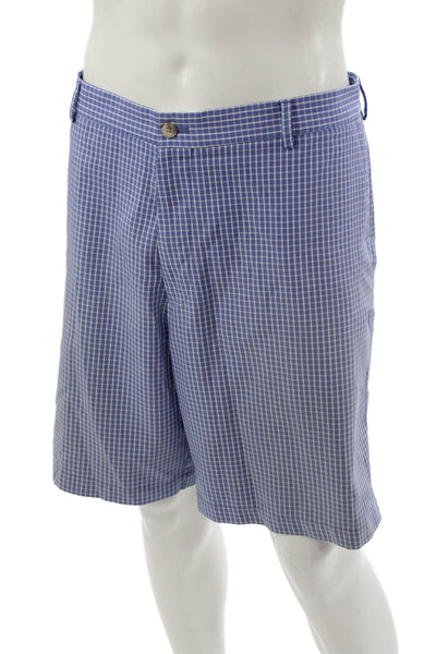 Peter Millar Mens Bermuda Shorts Blue Check Polyester Beach Size 42