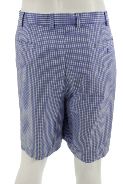 Peter Millar Mens Bermuda Shorts Blue Check Polyester Beach Size 42