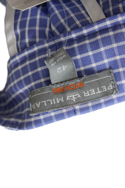 Peter Millar Mens Bermuda Shorts Blue Check Polyester Beach Size 42