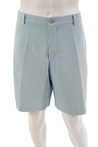 Peter Millar Mens Chino Shorts Light Blue Button Polyester Size 42