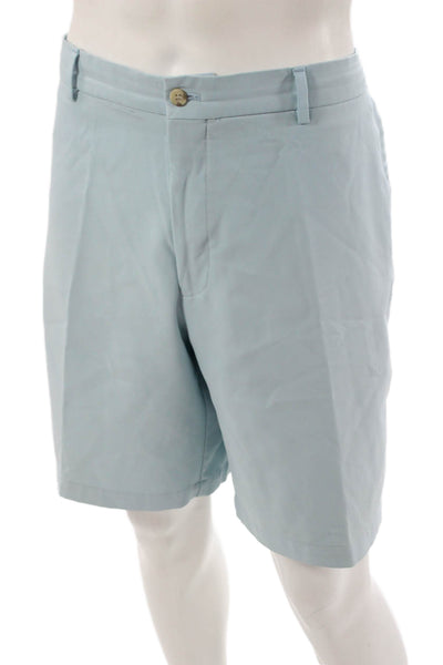 Peter Millar Mens Chino Shorts Light Blue Button Polyester Size 42