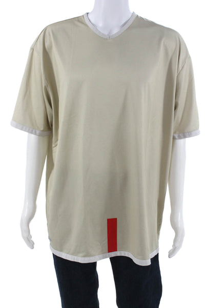 Nike Mens Beige V-Neck Short Sleeve Polyester Sports T-Shirt Size 2XL