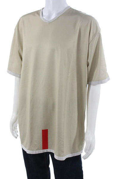 Nike Mens Beige V-Neck Short Sleeve Polyester Sports T-Shirt Size 2XL