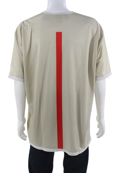 Nike Mens Beige V-Neck Short Sleeve Polyester Sports T-Shirt Size 2XL
