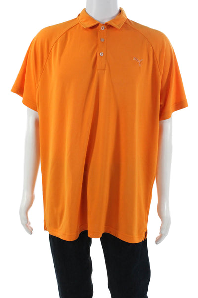 Puma Mens Short Sleeve Collared Knit Logo Polo Shirt Orange Size 2XL