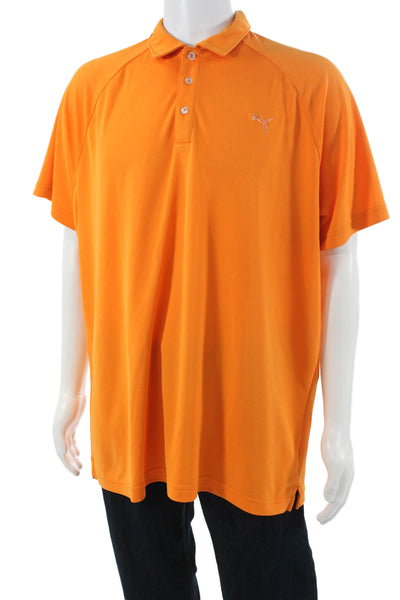 Puma Mens Short Sleeve Collared Knit Logo Polo Shirt Orange Size 2XL