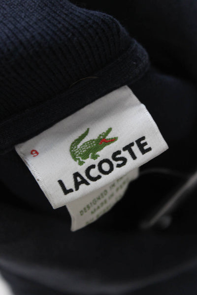Lacoste Mens Short Sleeve Collared Logo Knit Polo Shirt Navy Cotton Size 9