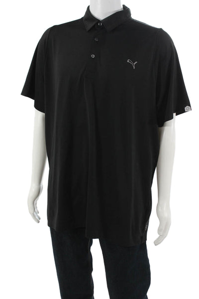 Puma Mens Short Sleeve Collared Knit Logo Polo Shirt Black Size 2XL