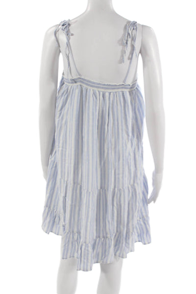Rails Women Sleeveless Tiered Striped Light Blue Dress Size L