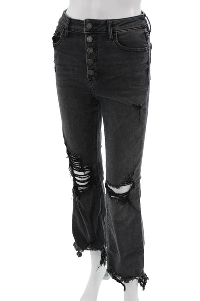 Hidden Women Cropped Boyfriend Jeans Dark Gray Size 28