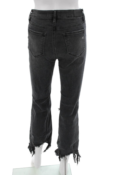 Hidden Women Cropped Boyfriend Jeans Dark Gray Size 28