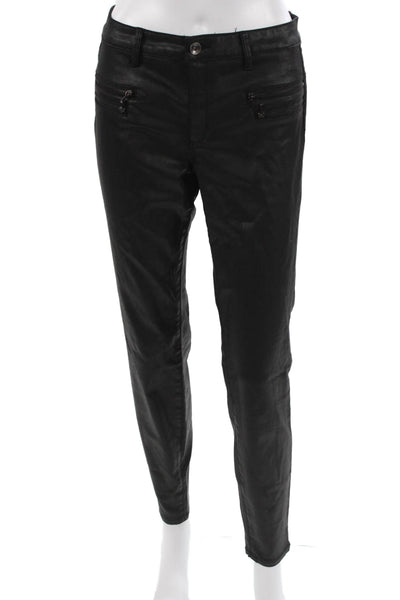 Tractr Womens Ankle Cropped High Rise Biker Black Pants Size 28