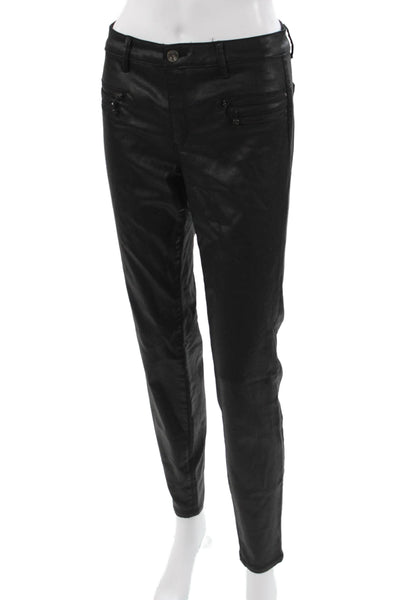 Tractr Womens Ankle Cropped High Rise Biker Black Pants Size 28