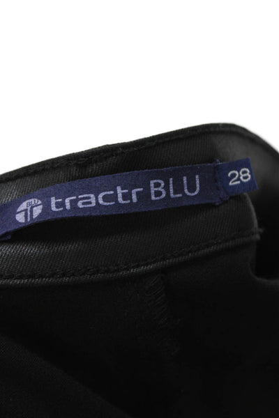 Tractr Womens Ankle Cropped High Rise Biker Black Pants Size 28