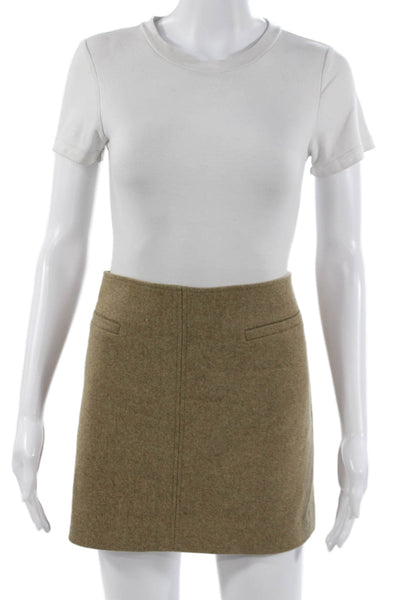 ASTR Women A-Line Mini Skirt Beige Wool Polyester Short Size L