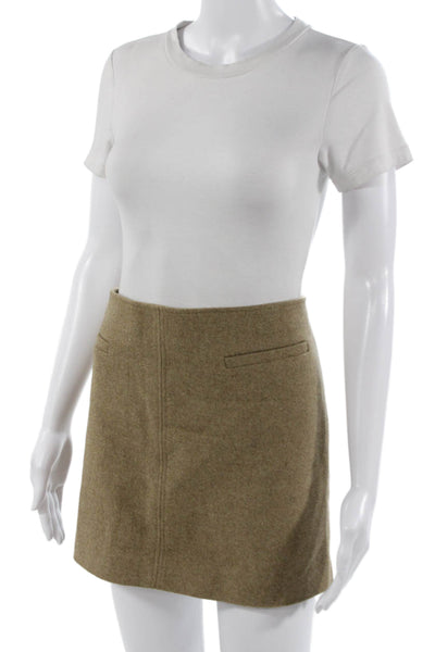 ASTR Women A-Line Mini Skirt Beige Wool Polyester Short Size L