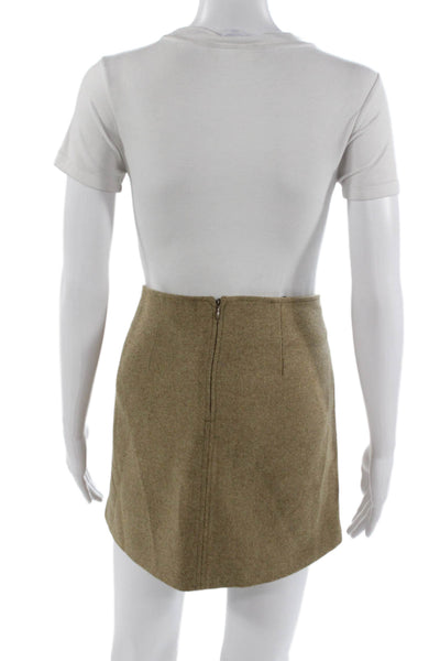 ASTR Women A-Line Mini Skirt Beige Wool Polyester Short Size L