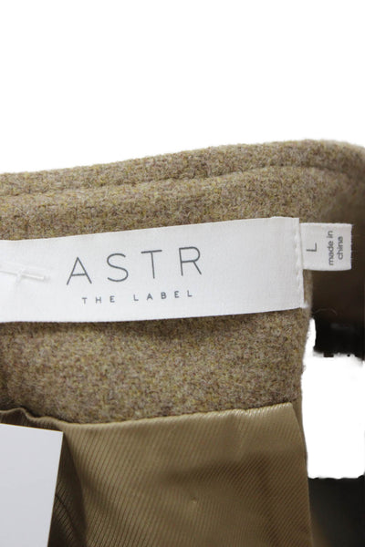 ASTR Women A-Line Mini Skirt Beige Wool Polyester Short Size L