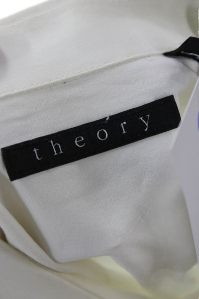Theory Men's Collared Casual Button Down Long Sleeves Shirt White Size L
