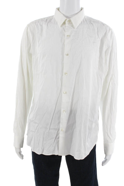Theory Men's Long Sleeves Button Down Shirt White Size XL