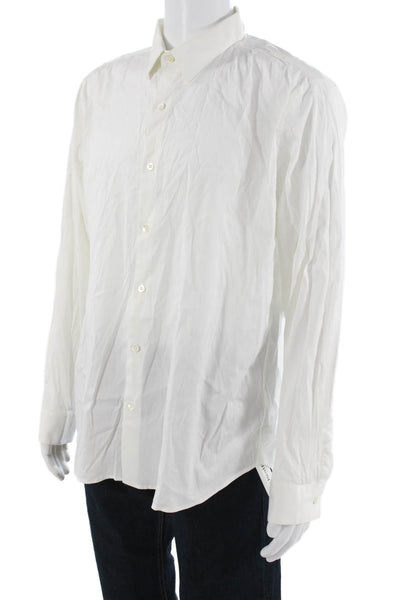 Theory Men's Long Sleeves Button Down Shirt White Size XL