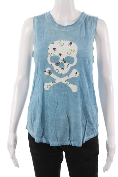 Soul Cycle Womens Light Blue Skull Cotton Modal Tank Size M