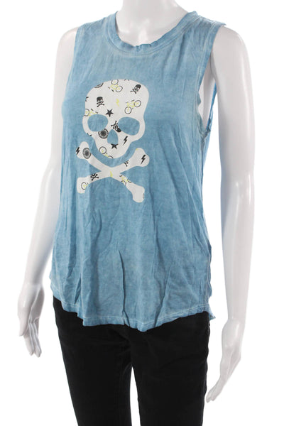Soul Cycle Womens Light Blue Skull Cotton Modal Tank Size M