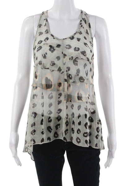 Artelier Nicole Miller Womens Beige Leopard Silk Lurex Camisole Size M