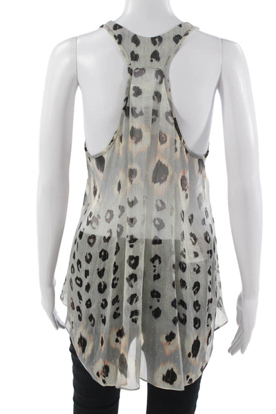 Artelier Nicole Miller Womens Beige Leopard Silk Lurex Camisole Size M