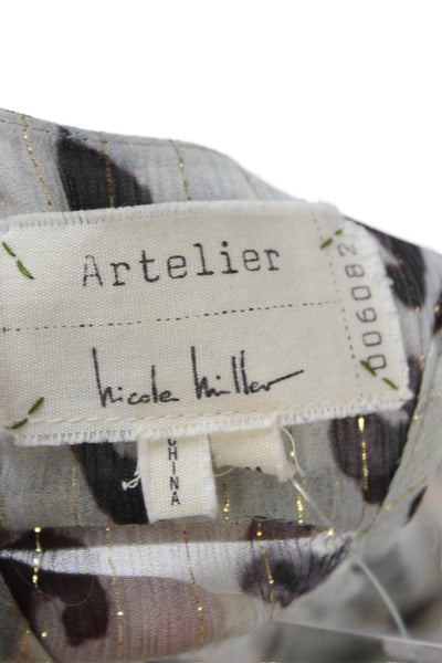 Artelier Nicole Miller Womens Beige Leopard Silk Lurex Camisole Size M