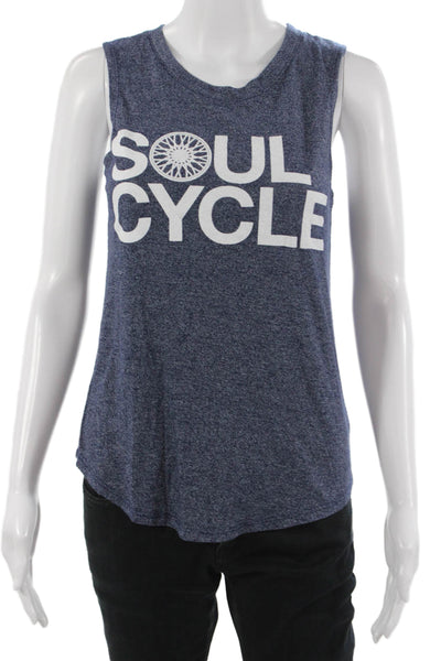 Soul Cycle Womens Basic Dark Blue Graphic Sleeveless Tank Size M