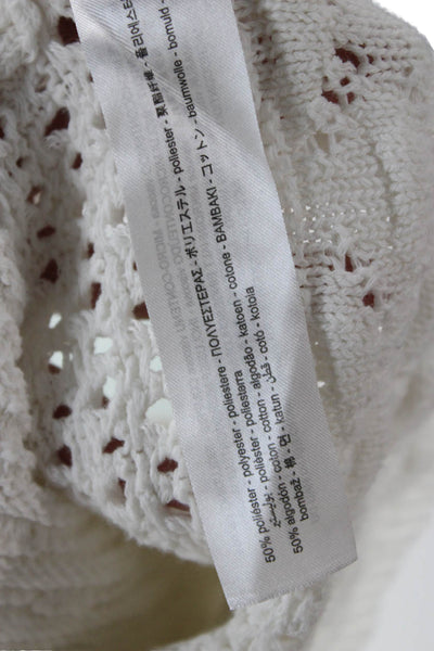 Zara Unisex Cardigan White Boho Drawstring Round Neck Long Sleeve Size M