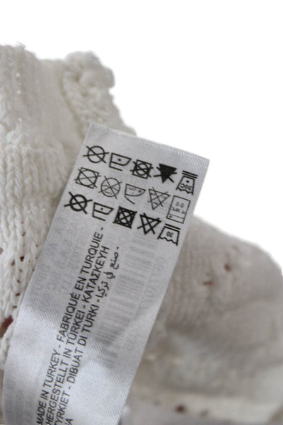 Zara Unisex Cardigan White Boho Drawstring Round Neck Long Sleeve Size M
