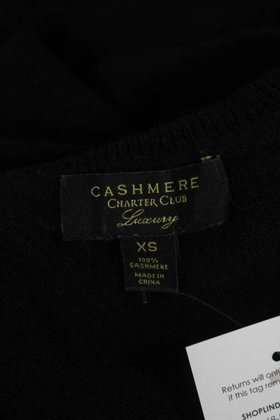 Charter Club Cashmere Unisex Black Mock Neck Pullover 100% Cashmere Size XS