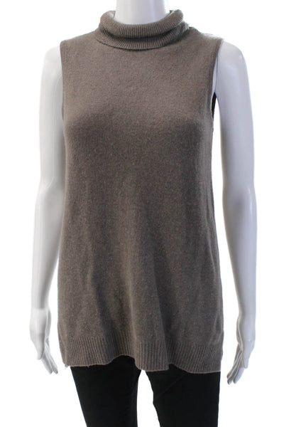 Charter Club Cashmere Unisex Sleeveless Mock Neck Pullover Vest Brown Size XS