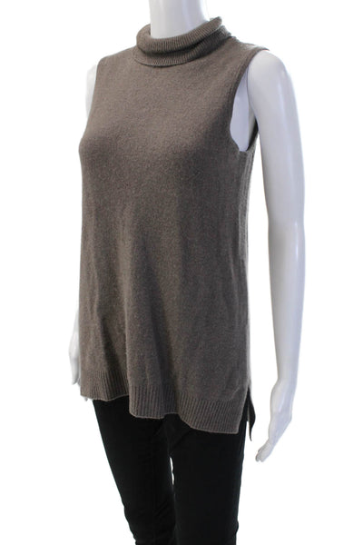 Charter Club Cashmere Unisex Sleeveless Mock Neck Pullover Vest Brown Size XS