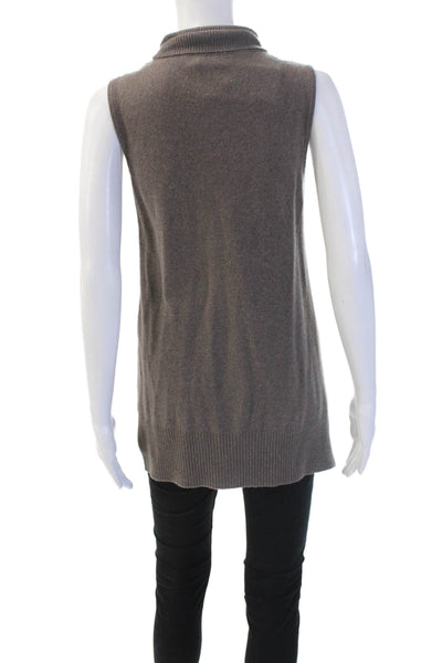 Charter Club Cashmere Unisex Sleeveless Mock Neck Pullover Vest Brown Size XS
