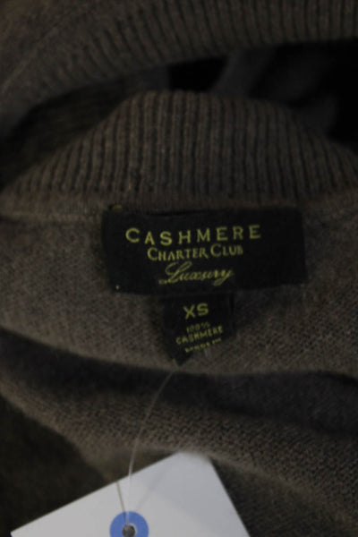 Charter Club Cashmere Unisex Sleeveless Mock Neck Pullover Vest Brown Size XS