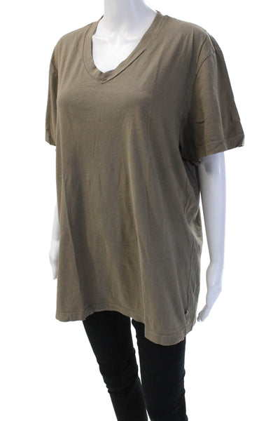 Standard James Perse Mens Brown V-Neck T-Shirt Short Sleeve Army Size 4