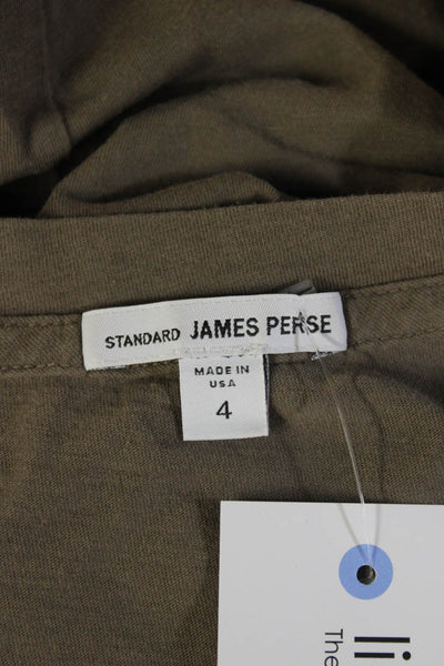 Standard James Perse Mens Brown V-Neck T-Shirt Short Sleeve Army Size 4