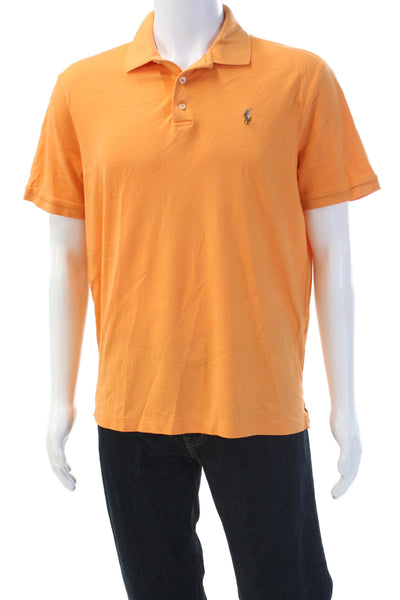 Polo Ralph Lauren Mens Collared Short Sleeve Polo Shirt Orange Size L