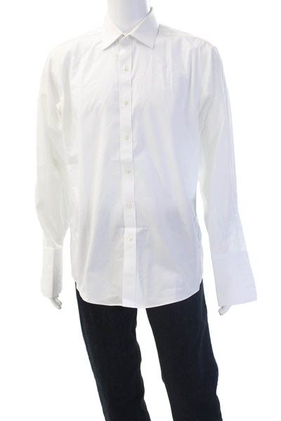 Brooks Brothers Mens Cotton Long Sleeve Button Front Shirt White Size 17