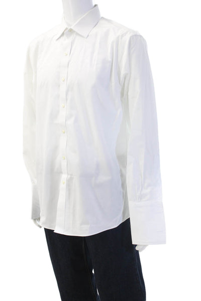Brooks Brothers Mens Cotton Long Sleeve Button Front Shirt White Size 17