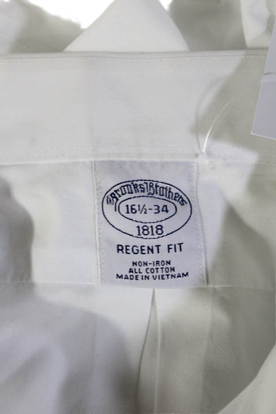 Brooks Brothers Mens Cotton Long Sleeve Button Front Shirt White Size 17