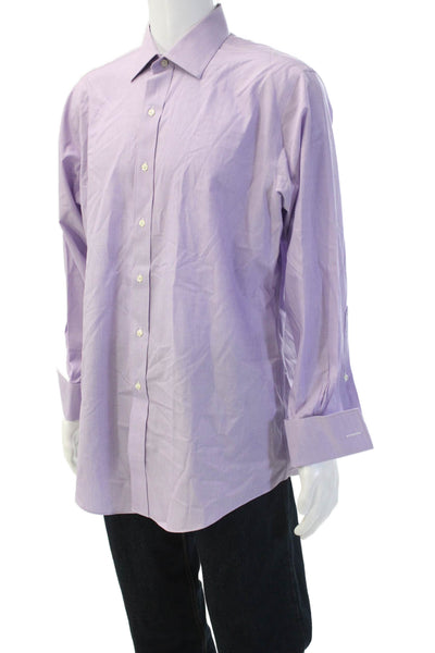 Brooks Brothers Mens Cotton Button Down Shirt Light Purple Size 16