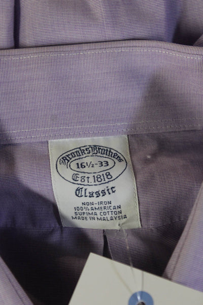 Brooks Brothers Mens Cotton Button Down Shirt Light Purple Size 16
