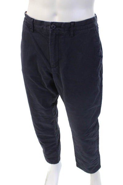 J Crew Mens Dark Blue Cropped Chinos Button Cotton Size 36