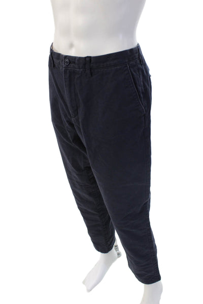 J Crew Mens Dark Blue Cropped Chinos Button Cotton Size 36