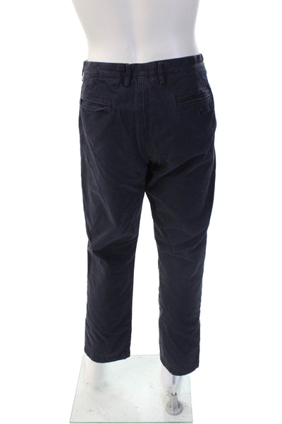 J Crew Mens Dark Blue Cropped Chinos Button Cotton Size 36